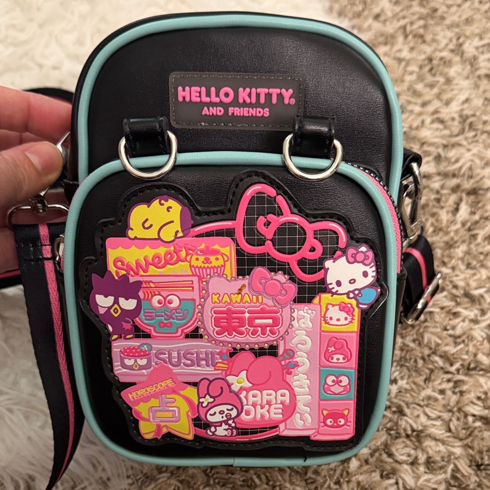 Hello Kitty Black Bag with Pink & Aqua Accents - Picture 2 of 7